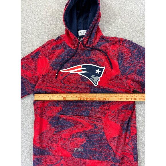 New England Patriots ZUBAZ Sideline‎ Hoodie Sweatshirt (Men's Medium) Red/Blue - Picture 8 of 12
